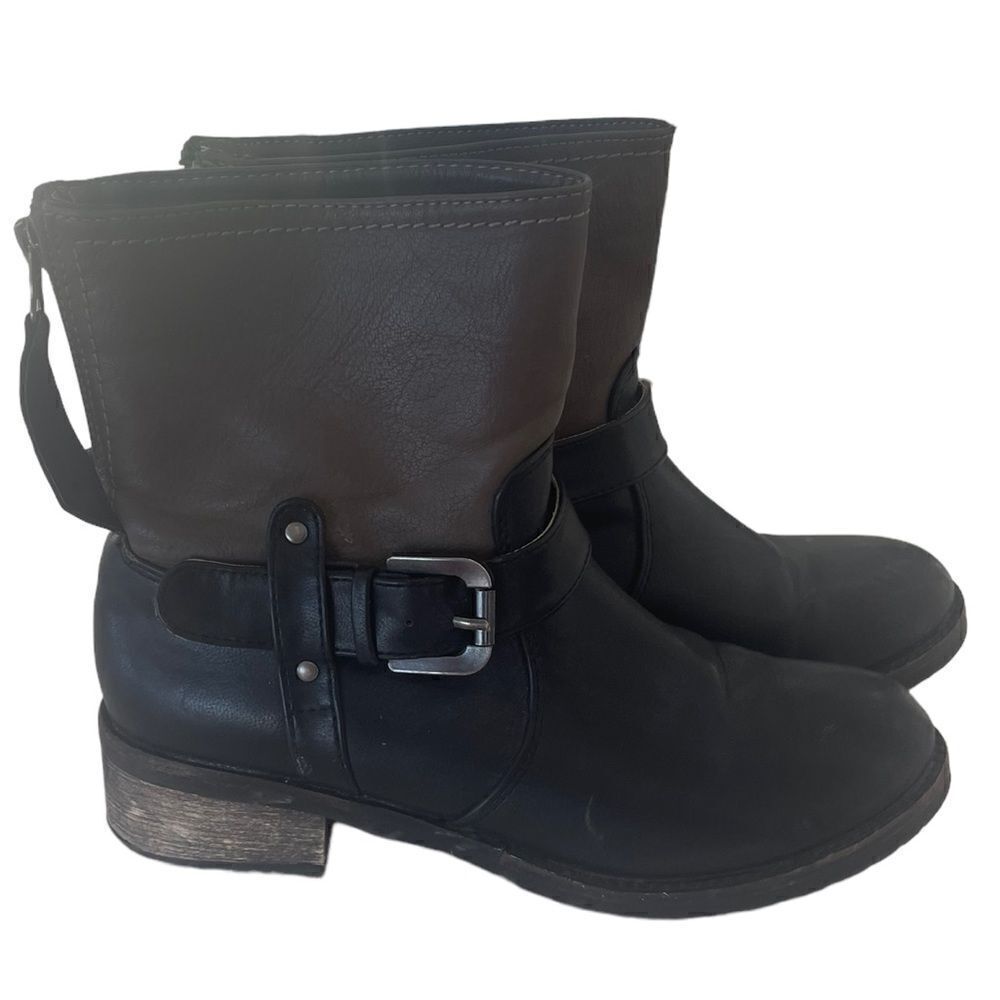Coconuts Two Tone Black and Brown Buckle Booties women size 6